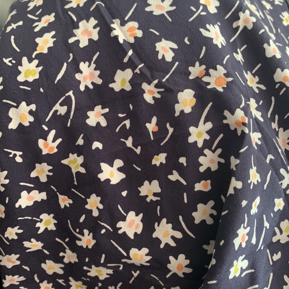 Good Condition, Madewell, Navy Blue Floral Mock Wrap Dress w/Pockets, Sz Medium - Picture 8 of 8